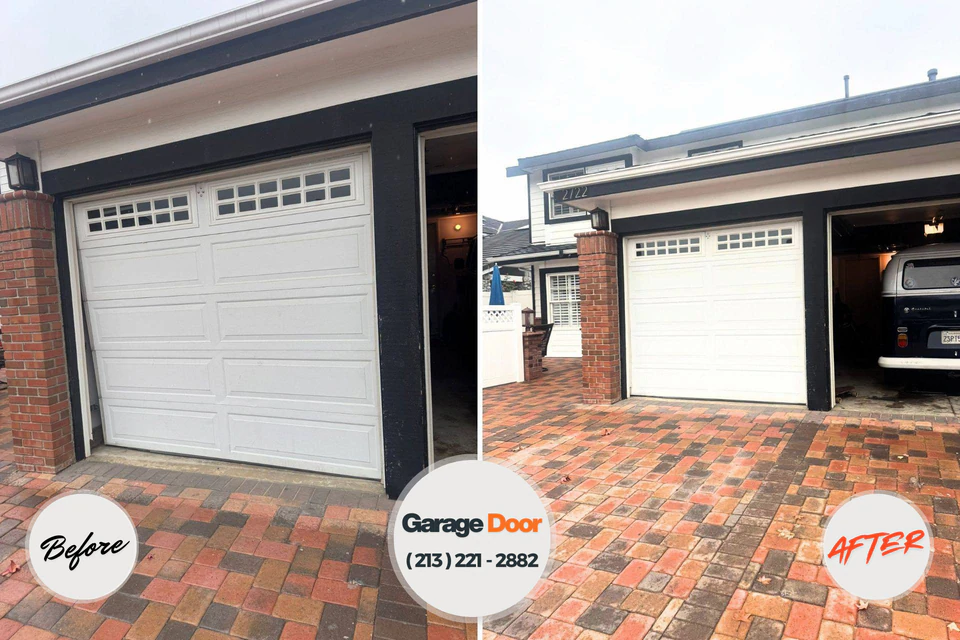 Before and after: garage door repair Lone Jack, MO